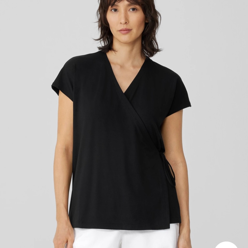 Eileen Fisher black wrap top